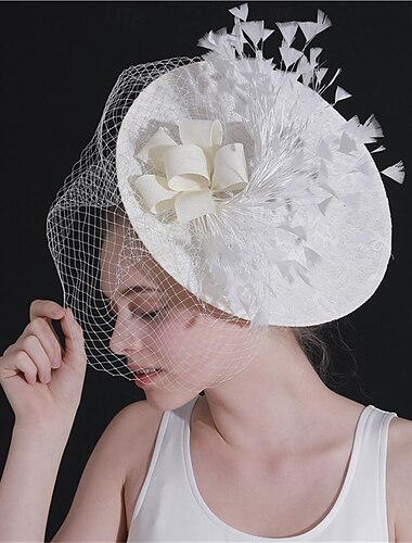  Hedvábná fedora klobouk svatební narozeninová čajová párty koňské závody koktejl elegantní vintage roztomilé s peřím květinová čelenka