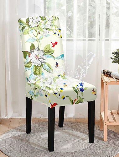  housse de chaise de salle à manger housse de chaise de tabouret housses en polyester à imprimé géométrique