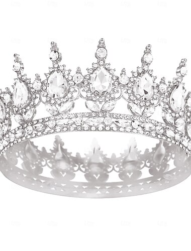  Geburtstagsfeier Barock Kristall Tiara Runde Krone für Geburtstagsfeier glänzende Prinzessin Look