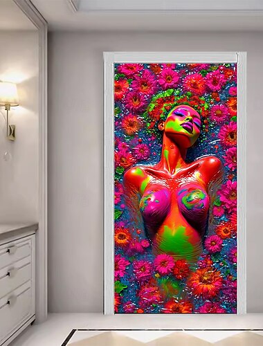  Pintura al óleo mujer decoraciones para puerta cubiertas de puerta tapiz de puerta decoración cortina de puerta fondo interior/exterior pancarta de puerta para la puerta principal granja