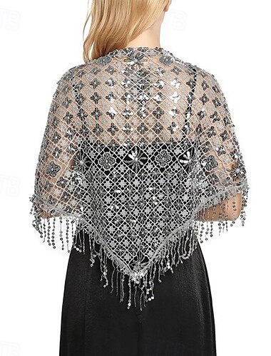  Retro Vintage Goldene Zwanziger 1920er Schal Wickeln Schals Der große Gatsby Flapper-Mädchen Pailletten Fransen Damen Karneval Hochzeit Abendgesellschaft Maskerade Erwachsene Schal
