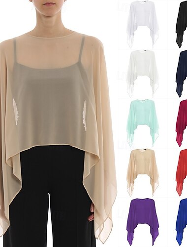  omslagdoeken dames wikkel bolero shrug jassen / jasjes elegante zonbescherming lange mouwen chiffon bruiloft wikkels met pure kleur voor formele lente &herfstjurk om indruk te maken 2025