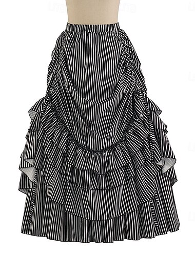  Rétro Vintage Punk & Gothique Médiéval Jupe Fille gothique Volanté Rayures Femmes Fantaisie Steampunk Mascarade Décontracté Quotidien Adulte Jupe