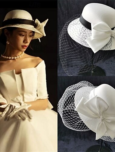  Klobouky polyesterové sluneční klobouk prázdninová čajová párty dostihy elegantní vintage roztomilý s mašlí pokrývka hlavy