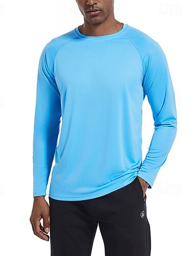  Men's T Shirt Tee Tee Top Long Sleeve Shirt Long Sleeve Crew Neck Summer Spring Plain Fashion Designer Basic Classic Vacation Street Going out Black White Sky Blue Top Tee for Men
