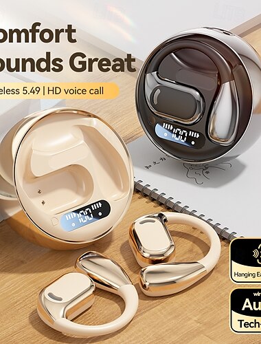  m76 hands free телефон гарнитура для вождения ушной крючок bluetooth 5.3 эргономичный дизайн стерео объемный звук для фитнеса тренажерный зал тренировки мобильный телефон