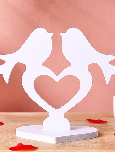  romantikus szerelmesmadár asztaldísz – pvc-lemez dekoratív szobor, beltéri esküvői évforduló dekoráció, szívmelengető íróasztal figura Valentin napra, szállodai dekoráció és kreatív ajándék