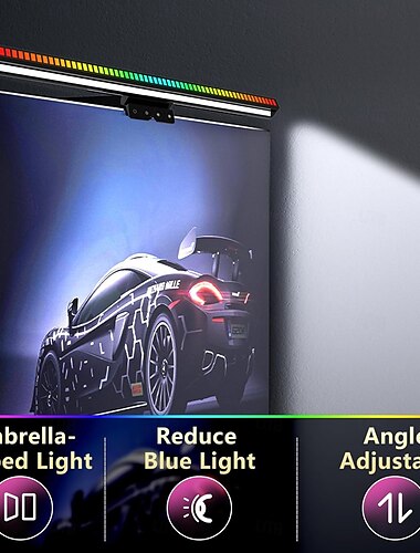  Lichtleiste für Computermonitore, intelligente LED-Bildschirmlampe, blendfreie, augenschonende Schreibtischlampe zum E-Reading, dimmbar, für Gaming und Arbeiten