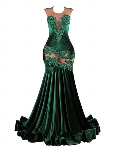  Meerjungfrauenschnitt Abendkleid Elegant Kleid Formell Abschlussball Hofschleppe Kurzarm Rundhalsausschnitt Paillettenbesetzt mit Perlen Applikationen 2025