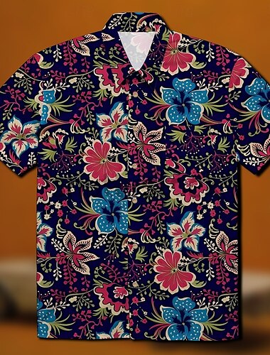  Retrò Vintage Anni '70 Camicia Camicia Aloha Hippie Disco Paisley Etnico Per uomo Mascherata Vacanza Feste Parata dell'Orgoglio Adulti Camicia
