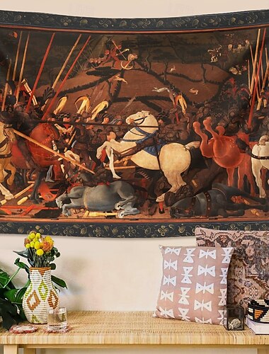  Keskiajan Gobeliini Keskiaika Gobeliini Goottinen Taide Seinätaito Suuri Gobeliini Seinämaalaus Decor Valokuva Taustakuvana Peitto Verho Koti Makuuhuone Olohuone Koriste Battaglia di San Romano