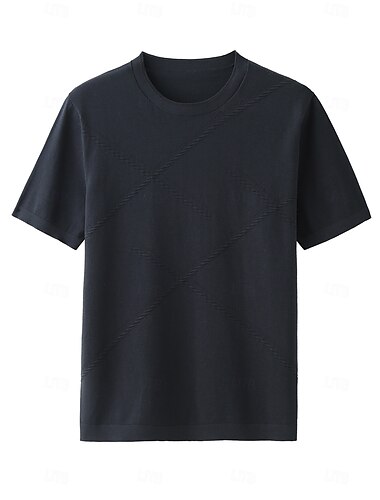  Herren T Shirt Kurzarm Rundhalsausschnitt Sommer Frühling Linie Strickware Urlaub Vintage Rundhalsausschnitt Schule Training Outdoor Dunkelgrau Schwarz Hellgrün Top T-Shirt für Herren