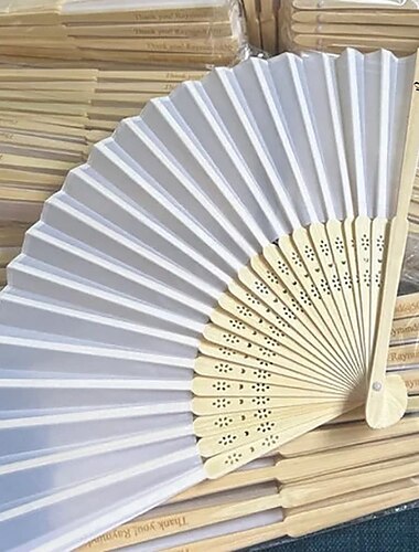  Faltbarer Handfächer für die Braut, Handfächer aus Bambus und Papier, Hochzeitsgeschenk für Gäste, elegantes Brautpartygeschenk, Junggesellinnenabschiedsdekoration, personalisierter weißer Fächer für