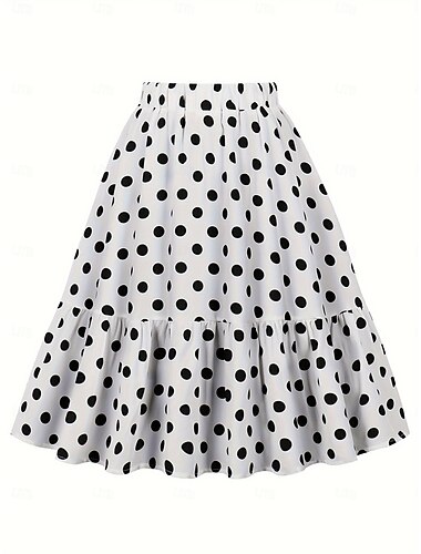  Retro Vintage 1950er Rock Rüsche Tupfen Damen Maskerade Alltagskleidung Date Junggesellinnenabschiedsparty Erwachsene Hemd