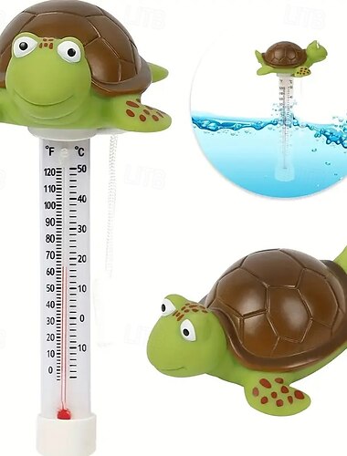  Termómetro de flotación para piscina. Termómetro de flotación para piscina. Termómetro de piscina con dibujo de tortuga verde.
