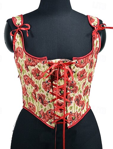  Retro Vintage Mittelalterlich Renaissance Korsett Weste Vollbusig Damen Keltisch Fantasie Halloween Karneval Maskerade Party Casual LARP Erwachsene Korsett