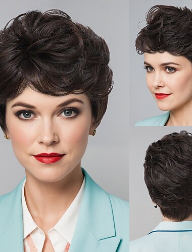  Synthetische Perücken Spiral Curl Enge Locke Mittelteil Asymmetrischer Haarschnitt Tiefes Teilen Maschinell gefertigt Perücke 10 Zoll A1 Synthetische Haare Damen Klassisch Komfortabel Farbverläufe