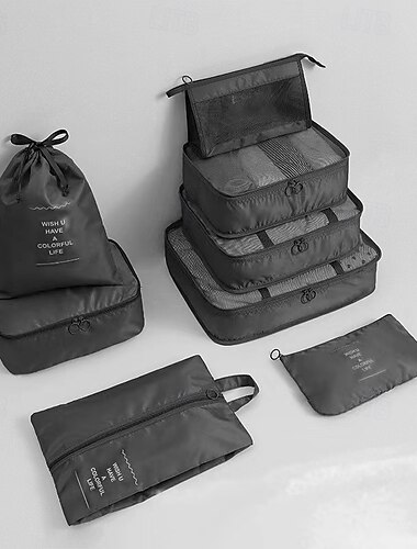  Reise-Kompressions-Packwürfel-Set – 8-teiliger, leichter, platzsparender Organizer für Kleidung, Gepäck und Reiseutensilien – langlebige, wasserdichte Reise-Aufbewahrungstaschen zum Packen, Camping und Urlaub