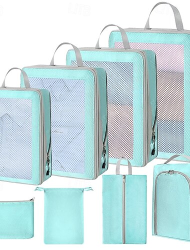  Kompressions-Packwürfel-Set für Reisen, Gepäck-Organizer und Aufbewahrungstaschen, wasserdichte Kleidung, Unterwäsche, Schuhe, Toilettenartikel und Kosmetiktasche, platzsparende Packtaschen