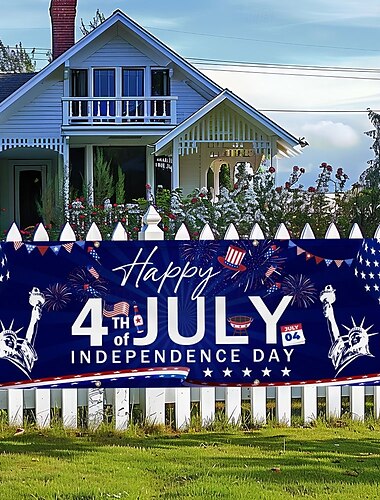  Banderas de jardín al aire libre del 4 de julio Día de la Independencia Decoraciones de letrero de banner de patio al aire libre Suministros para fiestas de barbacoa Decoración de vacaciones