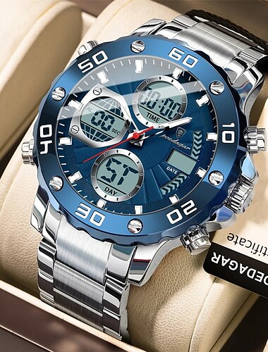  poedagar militär herr elektroniskt armbandsur led alarm analog-digital dubbel display herrklocka vattentäta sportklockor