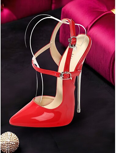  Pink Patent Leather Ankle Strap Stiletto Pumps – Trendy Party & Clubwear High Heels for Women