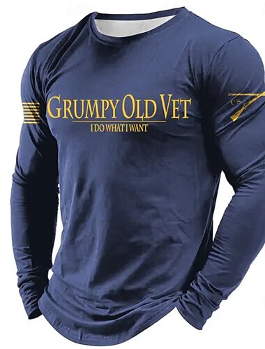  男性用 不機嫌そうな Tシャツ 長袖 Tシャツ 3Dプリント クルーネック シャツ 日常 デザイナー ストリート カジュアル ブラック ブルー グリーン 夏 春 秋 衣類 S M L XL XXL XXXL