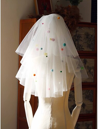  Zweischichtig Kuschelig / Stilvoll Hochzeitsschleier Ellbogenlange Schleier mit Schleifenband / Pure Farbe / Randverzierung 80 cm Tüll