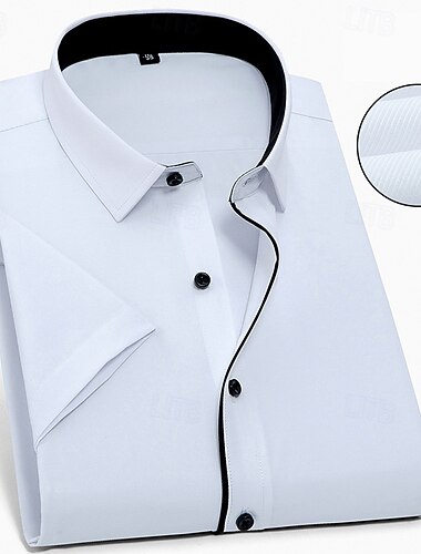  Herren Kleidhemd Bügelfreies Hemd Einfach Hochzeit Outdoor Schwarz Weiß Blau Himmelblau Kurzarm Kentkragen Sommer Frühling Bekleidung