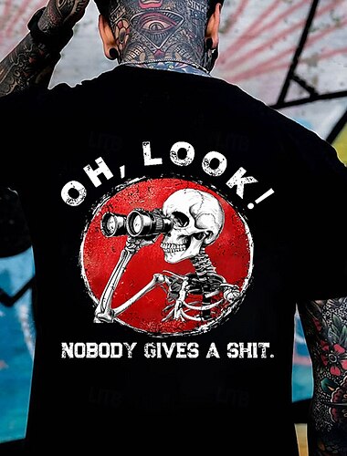  男性用 スカル おかしい Tシャツ コットン１００％ 半袖 グラフィック シャツ ブラック ホワイト 快適なTシャツ バケーション ストリート ファッションデザイナーの衣類