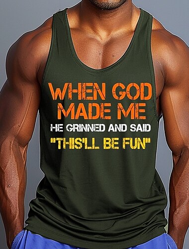  Herren Lustiger Slang Weste Ärmellos T-Shirt 3D-Druck Rundhalsausschnitt Hemd Sport Mode Täglich Fitnessstudio Wandern Rote Blau Grün Sommer Frühling Bekleidung S M L XL XXL XXXL
