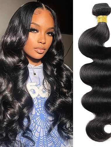  1b # Braziliaans menselijk haar, natuurlijke zwarte kleur, body wave, menselijk haar, 1 bundel, 12-30 inch