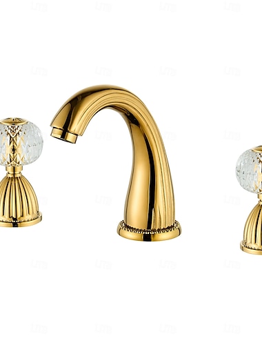  Baño grifo del fregadero - Separado Galvanizado Muy Difundido Dos asas de tres agujerosBath Taps