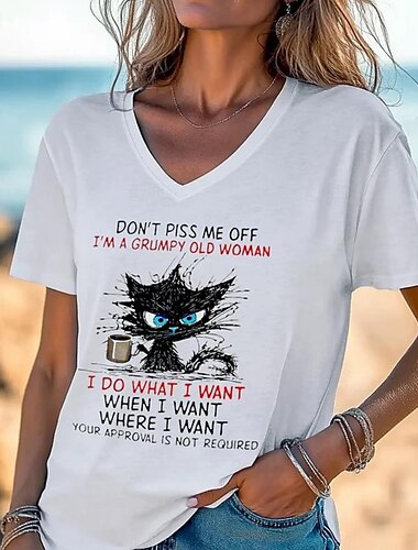  レディース 面白いスラング Tシャツ 動物 カジュアル 半袖 Vネック レギュラートップス デイリープリント 草 緑 白 青 夏 春