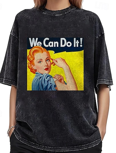  Maglietta T-shirt oversize lavata con acido Manifesto retrò Ragazza retrò Grafica Per Da coppia Per uomo Per donna Per adulto Mascherata Stampa a caldo Casual / quotidiano