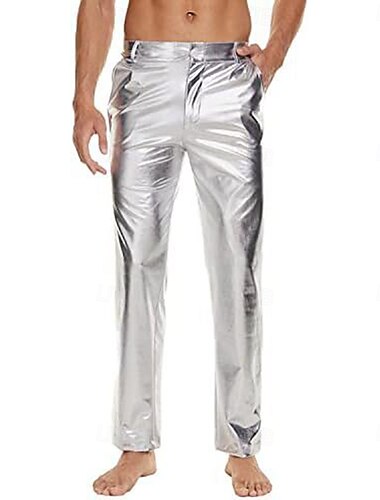  Disko 1980er Glänzend Metallisch Hose Maskerade Hippie Disco Einfarbig Herren Karnevalskostüm Maskerade Pride Parade Pride-Monat Erwachsene Hose