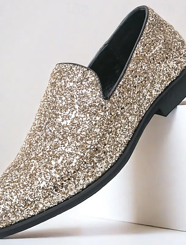  herenschoenen voor gala's - gouden glitter instappers voor glamoureuze avondkleding