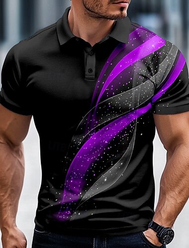  Per uomo Geometrico Linea Polo Manica Corta Magliette polo Camicie con Colletto Casual Affari Athleisure Abbigliamento quotidiano Bottoni Stampa 3D Estate Primavera Autunno Rosso Blu Viola