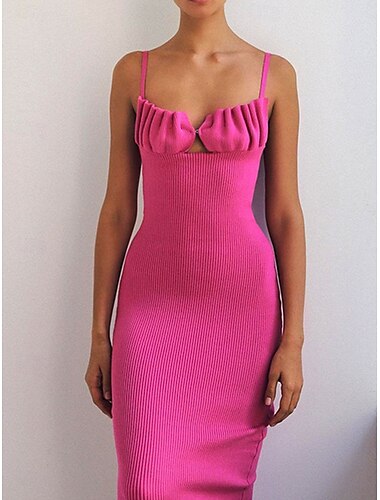  Robe midi femme robe corset robe de lingerie robe bodycon vacances quotidienne ajustement régulier graphique sans manches bretelles rose clair été