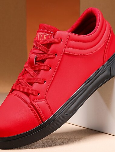  sneakers da uomo in pelle rossa dal design elegante - streetwear casual e audace per il comfort quotidiano