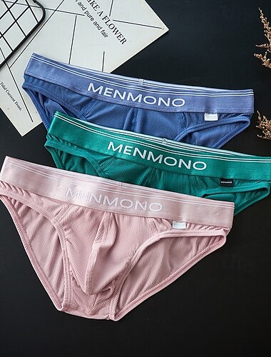  Per uomo 1 Pezzo Mutandine Base Mutandine Patchwork Poliestere Traspirante Morbido Confortevole Citazioni & Detti Vita media Nero Bianco