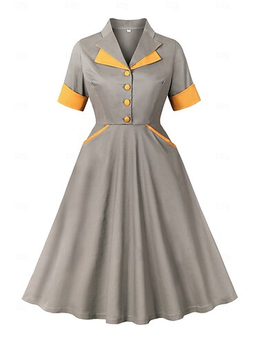  Retro Vintage 1950er Kleid Swing-Kleid Damen Karneval Maskerade Alltagskleidung Junggesellinnenabschiedsparty Erwachsene Kleid Abschlussballkleider