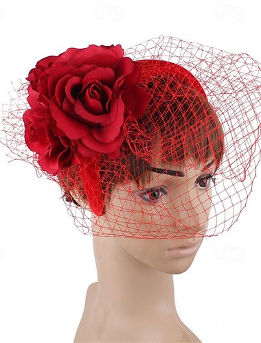  Peça para Cabeça Rede Casamento Festa de Noite Elegante Casamento Com Flor Capacete Chapéu