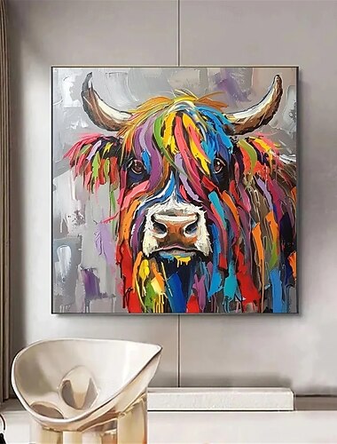  arte abstrata de vaca pintura a óleo pintura de vaca feita à mão em tela arte abstrata extra grande pintura de animal texturizada de tamanho grande pintura de arte animal tela grande arte de parede