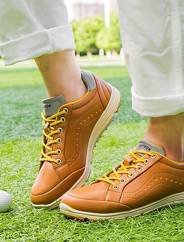  klassiska bruna golfskor för män, vattentät läderfinish, lyxig komfort för spel hela dagen
