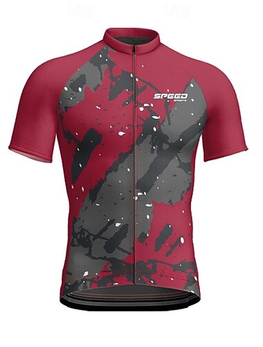  Herren Radtrikot fahrradbekleidung Fahrradtrikot Kurzarm Fahhrad T-Shirt Trikot mit 3 Gesäßtaschen MTB Mountain Atmungsaktiv Schnelltrocknend Anatomisches Design Schweißtransportierend Burgund