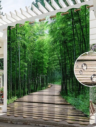  Wasserdichte Outdoor Vorhang Außenvorhänge für die Hochzeitsterrasse im Innenbereich, dicke Sichtschutz-Ösenvorhänge für Hochzeitsschlafzimmer, Wohnzimmer, Veranda, Pergola, Cabana