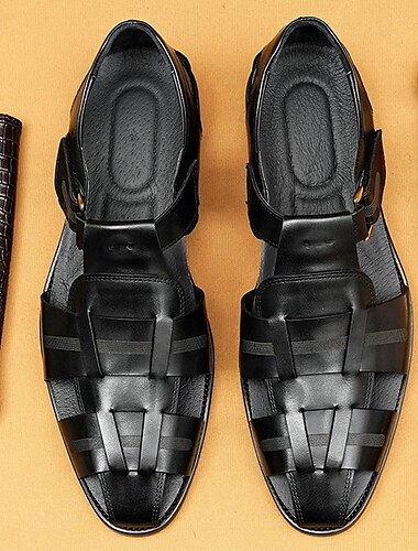 luxuriöse Fischersandalen aus braunem Leder für Herren – elegantes Schuhwerk mit gewebten Riemen