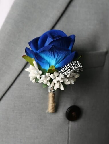  Hochzeitsanstecker für Herren Blau Rosa Weiß Sommer Anstecker für Bräutigam und Trauzeugen Blumenaccessoires Party Anzug Dekorationen