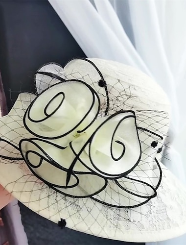  Sombreros Poliéster Sombrero para el sol Boda Festivos Fiesta de Té Carrera de caballos cóctel Elegante Vintage Protección Solar Con Flor Celada Sombreros